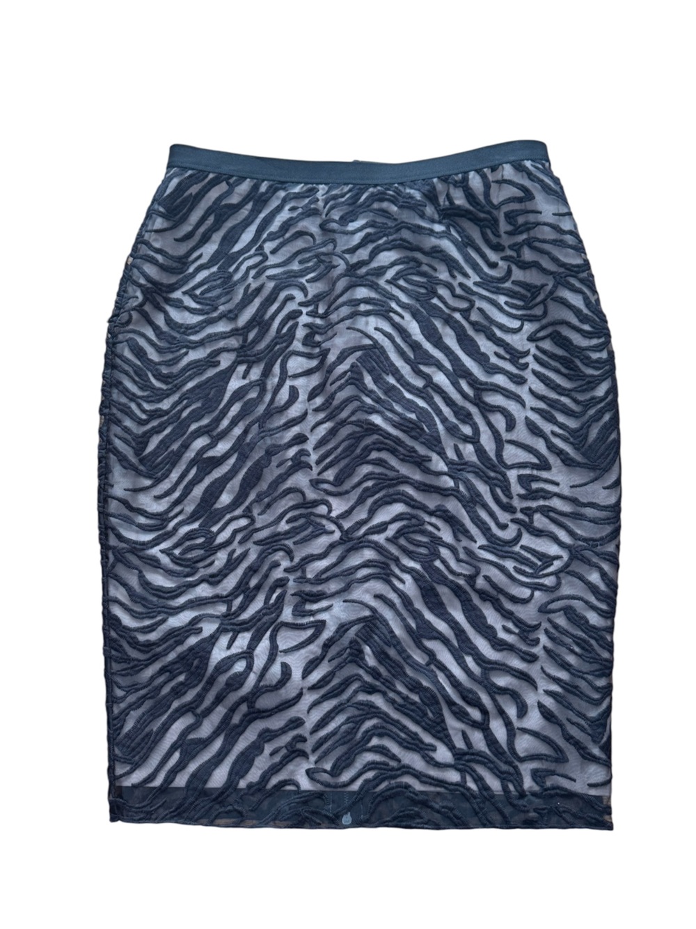 BCBGMaxAzria Black Sheer Zebra-Pattern Pencil Skirt